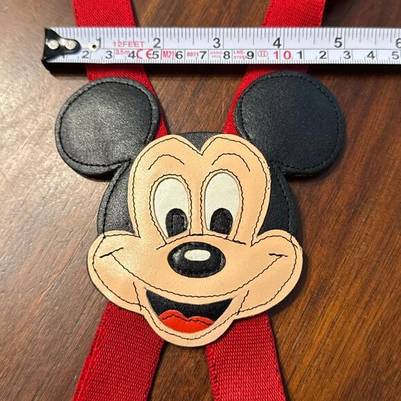 Disney Vintage Mickey Mouse Leather Red Children’s Suspenders Memorabilia Unisex - Picture 2 of 6